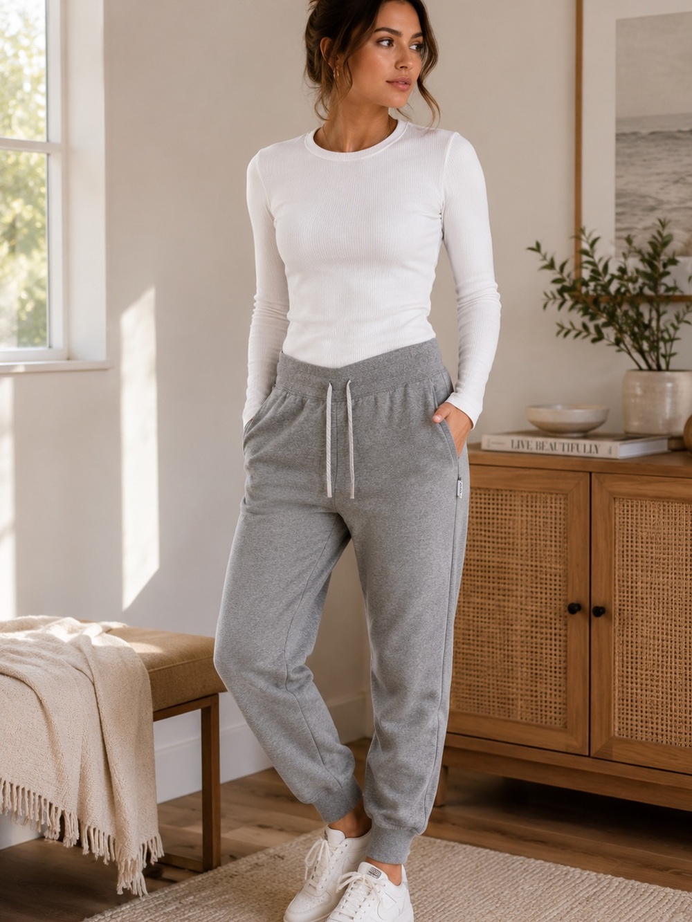 Rhoback Clarity Jogger Womens XL Heather Boulder Grey Fleece Sweatpants